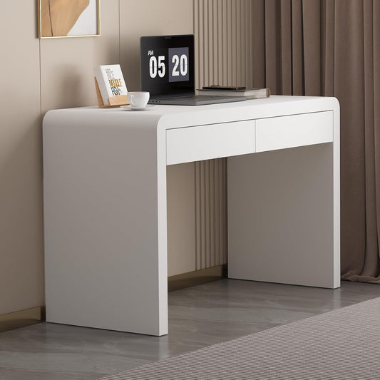White Computer and Gaming Desk with Drawers.Home Office desks for Bedroom.Wooden Kids' Writing Table.Three-Layer Lacquered Thick Wooden Board Work Desk That can be Used as a Vanity(Z-101)