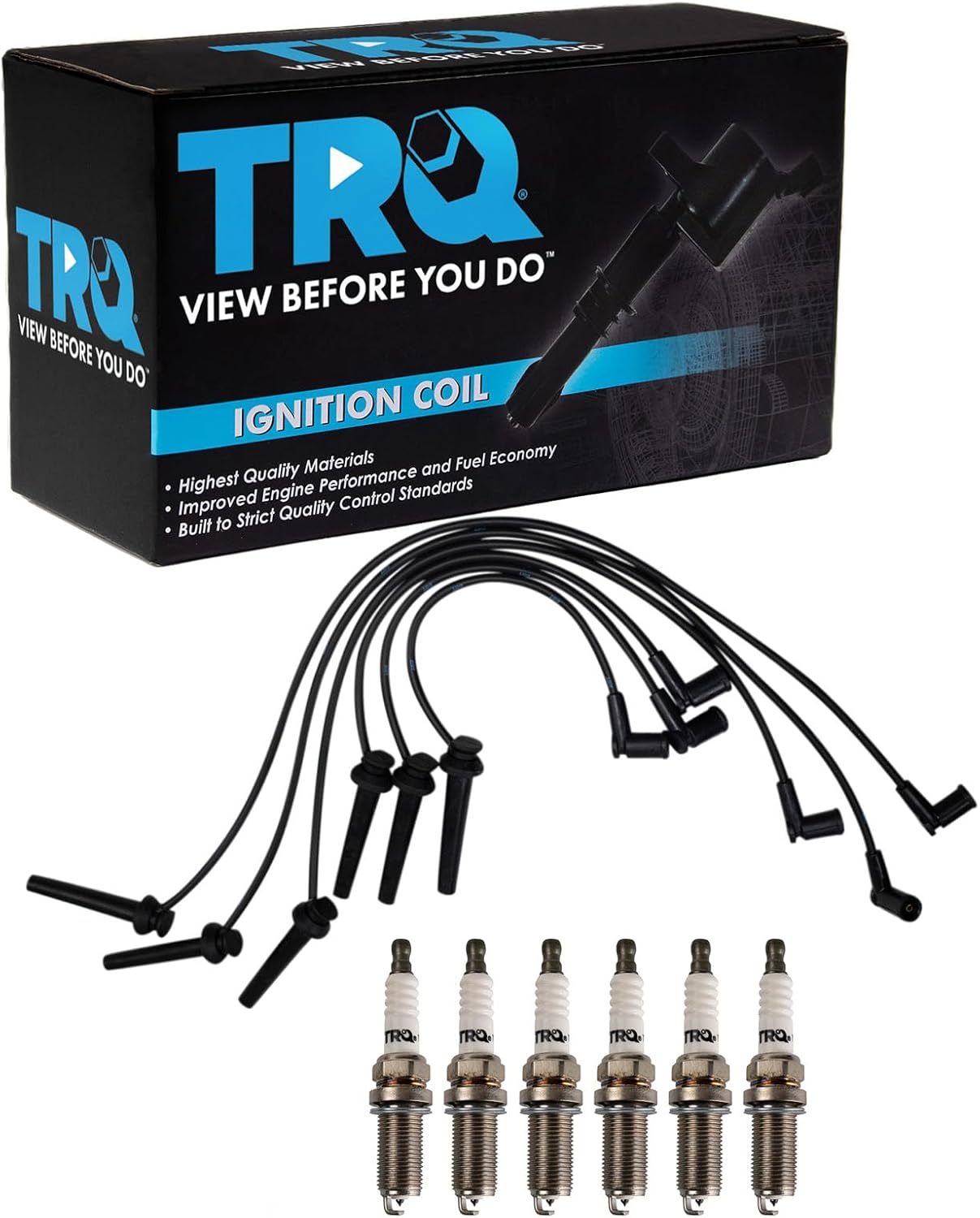 TRQ Ignition Kit Spark Plugs Wire Set Compatible with 2011-2019 Ford Fiesta