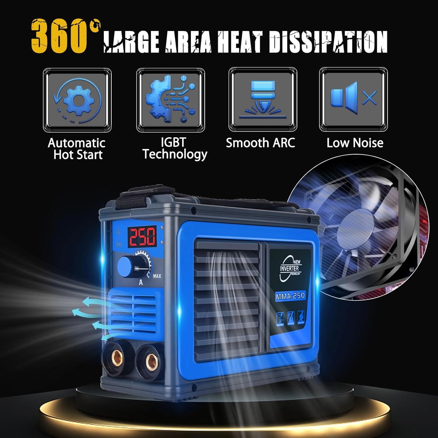 Stick Welder,Portable Welder Machine 110V IGBT Digital Display LCD Upgraded MMA-250A Welding Machine,Hot Start Arc Force Anti-stick Mini Welde (Blue)