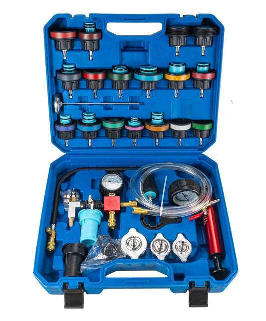 31PCS Radiator Coolant Pressure Tester Kit, Cooling System Radiator Leak Tester and Vacuum Refill Kit for Automotive Cooling System Water Tank Leakage Detection
