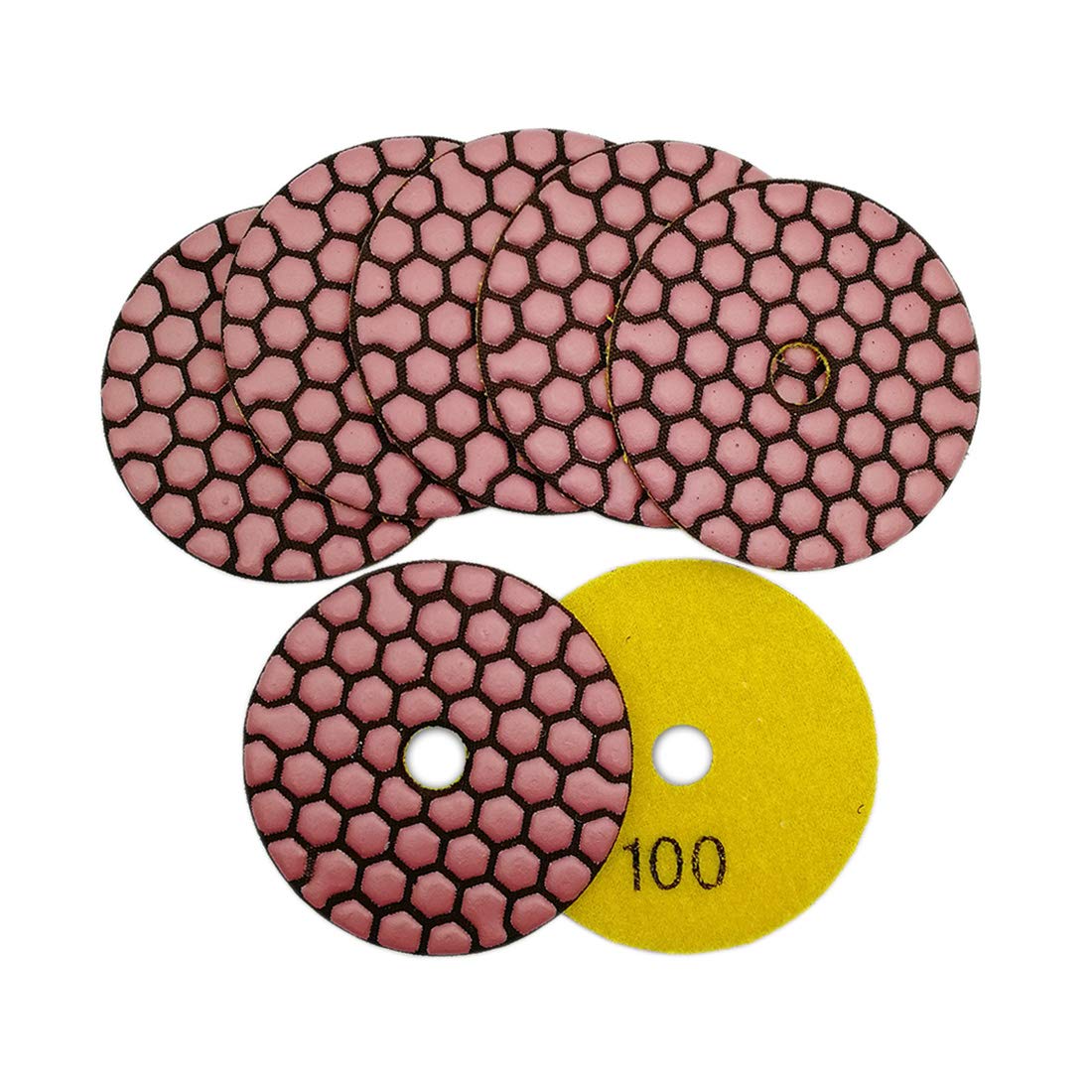 SHDIATOOL 5 Inch Dry Diamond polishing Pads Grit 50 for Granite Marble Quartz(7-Pack)