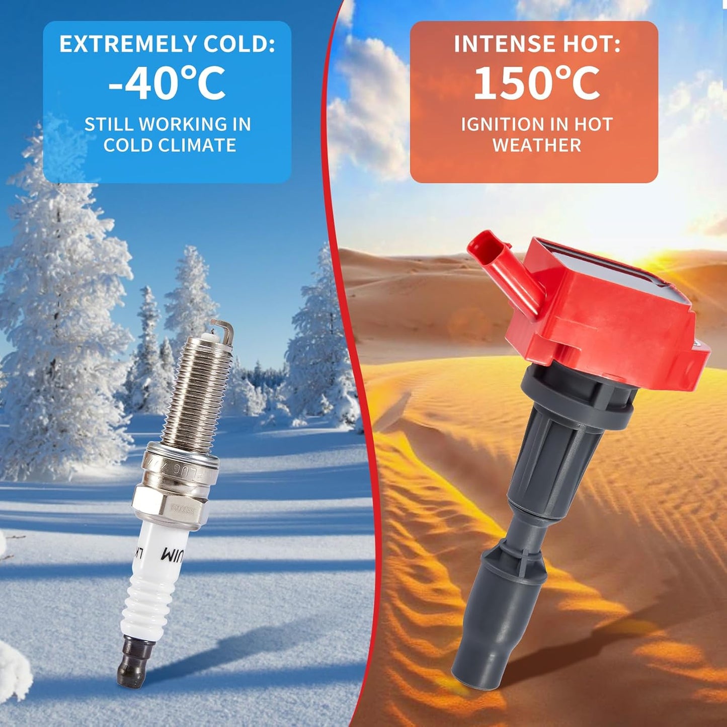 CarBole 4 Pack Ignition Coil UF764 & Spark Plugs 93175, Compatible with Genesis G70 G80 G90, Hyundai Sonata Santa Fe Sport Tucson, Kia Optima Sorento Replacement GN10730 C988 E1264 IC871