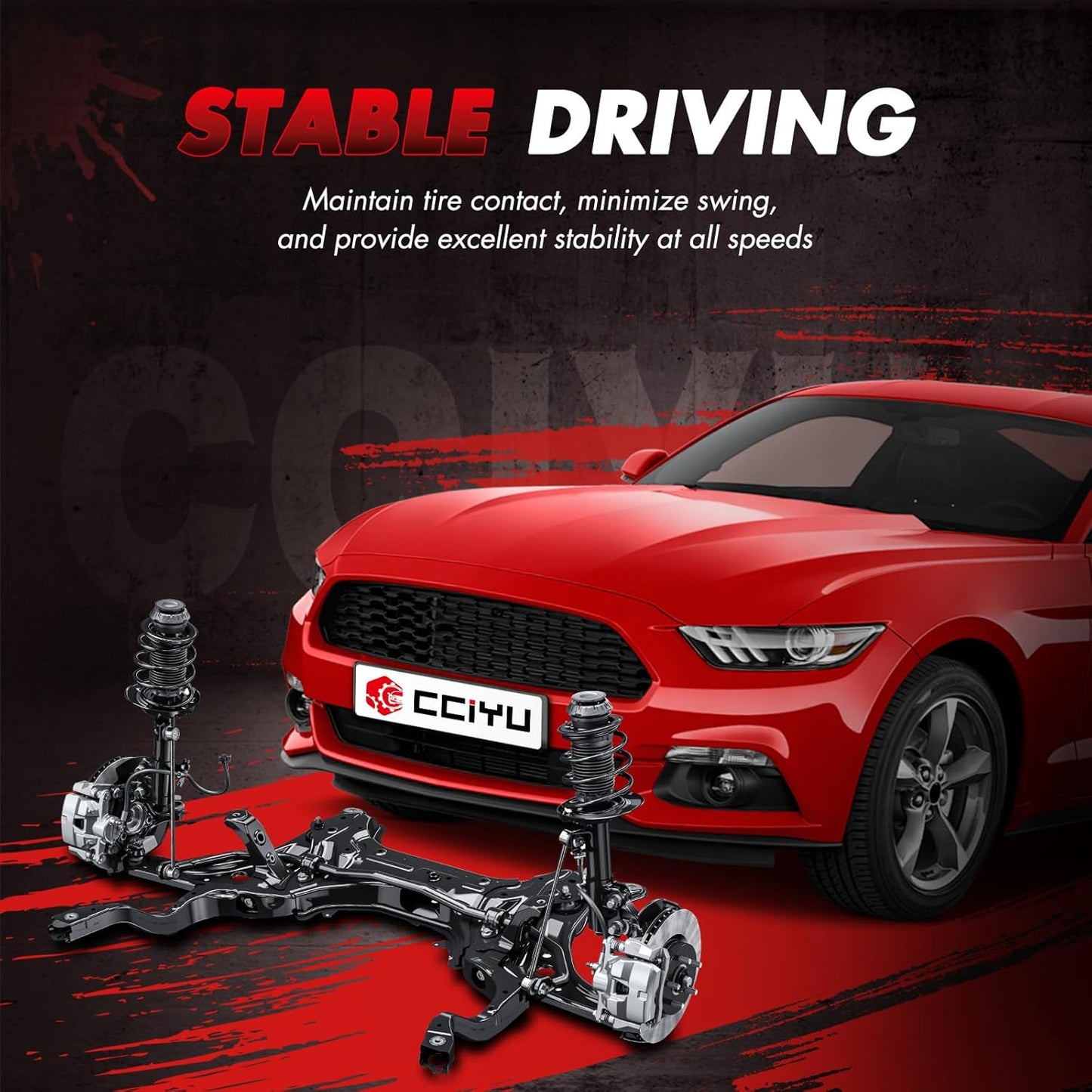 cciyu Complete Suspension Kit Fits 2006 2007 2008 2009 2010 2011 2012 for Toyota RAV4 Includes Front Strut Spring Assembly Rear shock absorber Stabilizer Bar Link