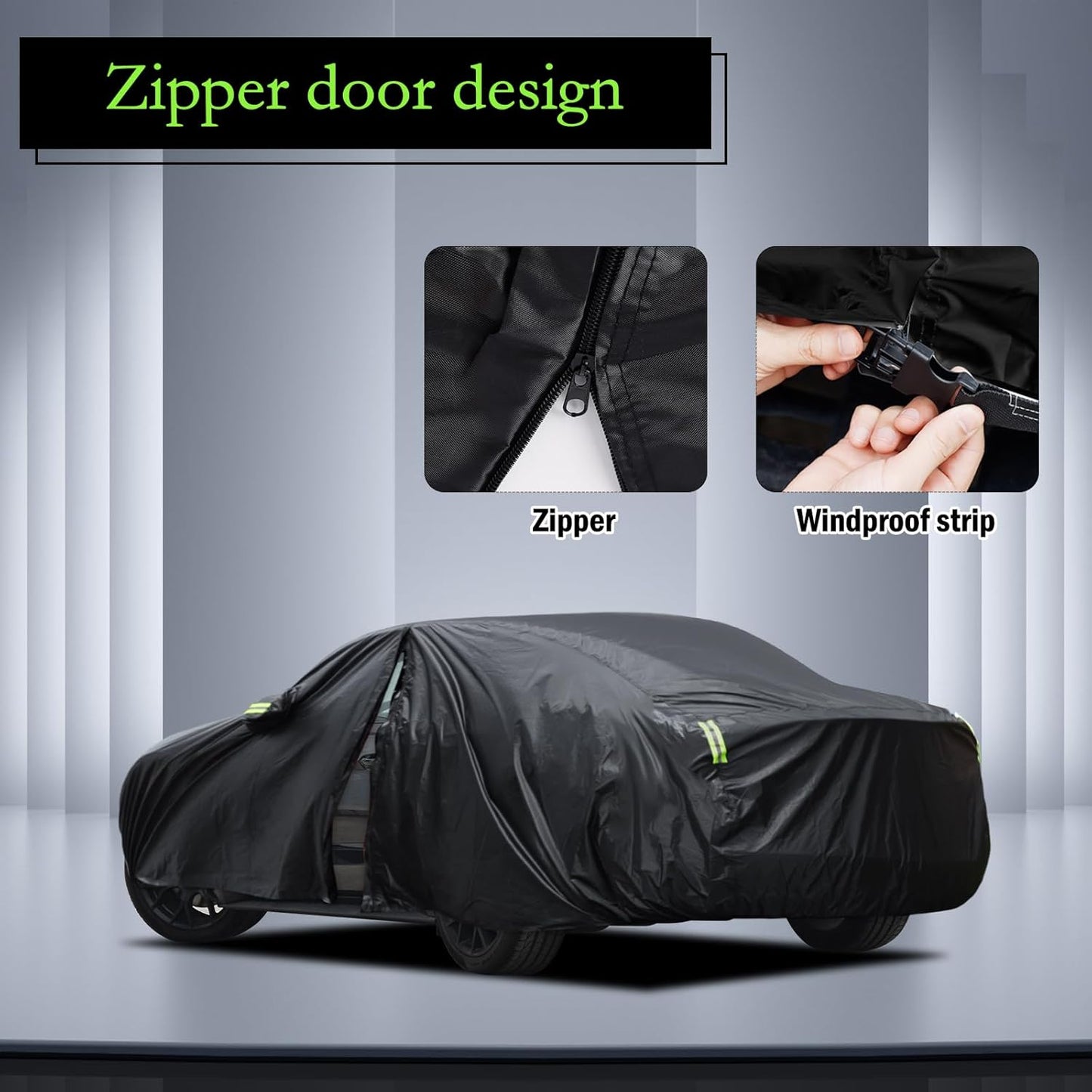 Car Cover Custom Fit for Ford Mustang 1994-2025, for Chevy Camaro 2010-2025, Waterproof All Weather Full Exterior Cover Rain Hail Sun Protector Car Cover with Door Zipper