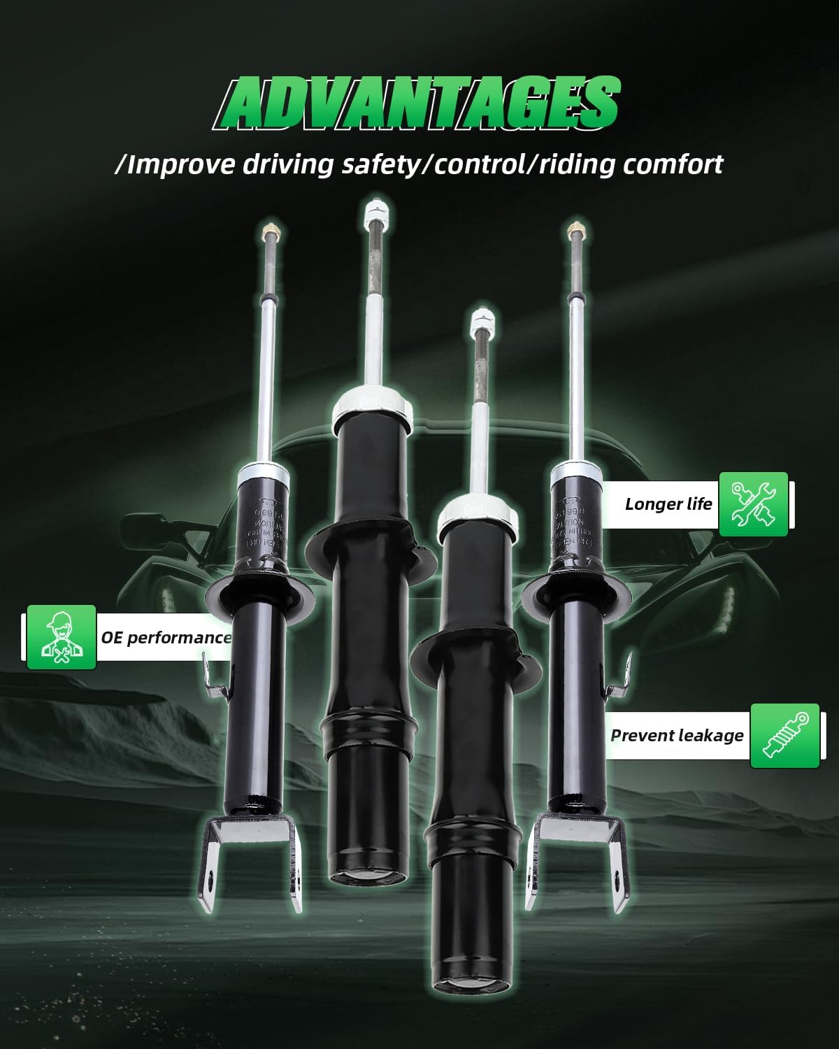 SCITOO Front & Rear (4 Pcs) Shocks for Chrysler, Shocks Absorbers Fits 1999-2000 for Chrysler Cirrus,1999-2000 03-06 for Chrysler Sebring,99-06 for Dodge Stratus 344610 Shocks and Struts Auto Shocks