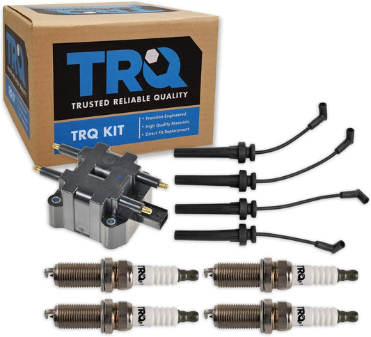 TRQ Ignition Kit Ignition Coil Spark Plugs Wire Set Compatible with 96-00 Chrysler 95-00 Dodge 97-00 Plymouth