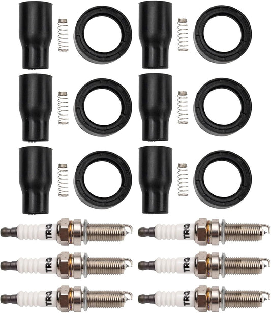 TRQ Ignition Kit Ignition Coil Boot Spark Plugs Compatible with 10-19 Hyundai 11-17 Kia