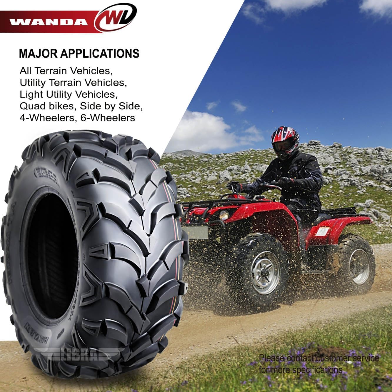 WANDA Set of 4 ATV/UTV Tires 25X8-12 25X10-12 P341 Solid Deep Tread for 2005-2014 HONDA FOREMAN 500
