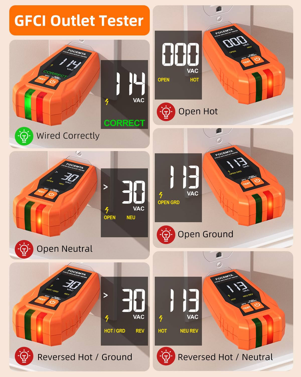 Circuit Breaker Finder & GFCI Outlet Tester with Digital LCD Display, 90-135V Electrical Circuit Tracer Tool for Electricians/DIY – Lightweight (Includes Batteries & Carrying Case)