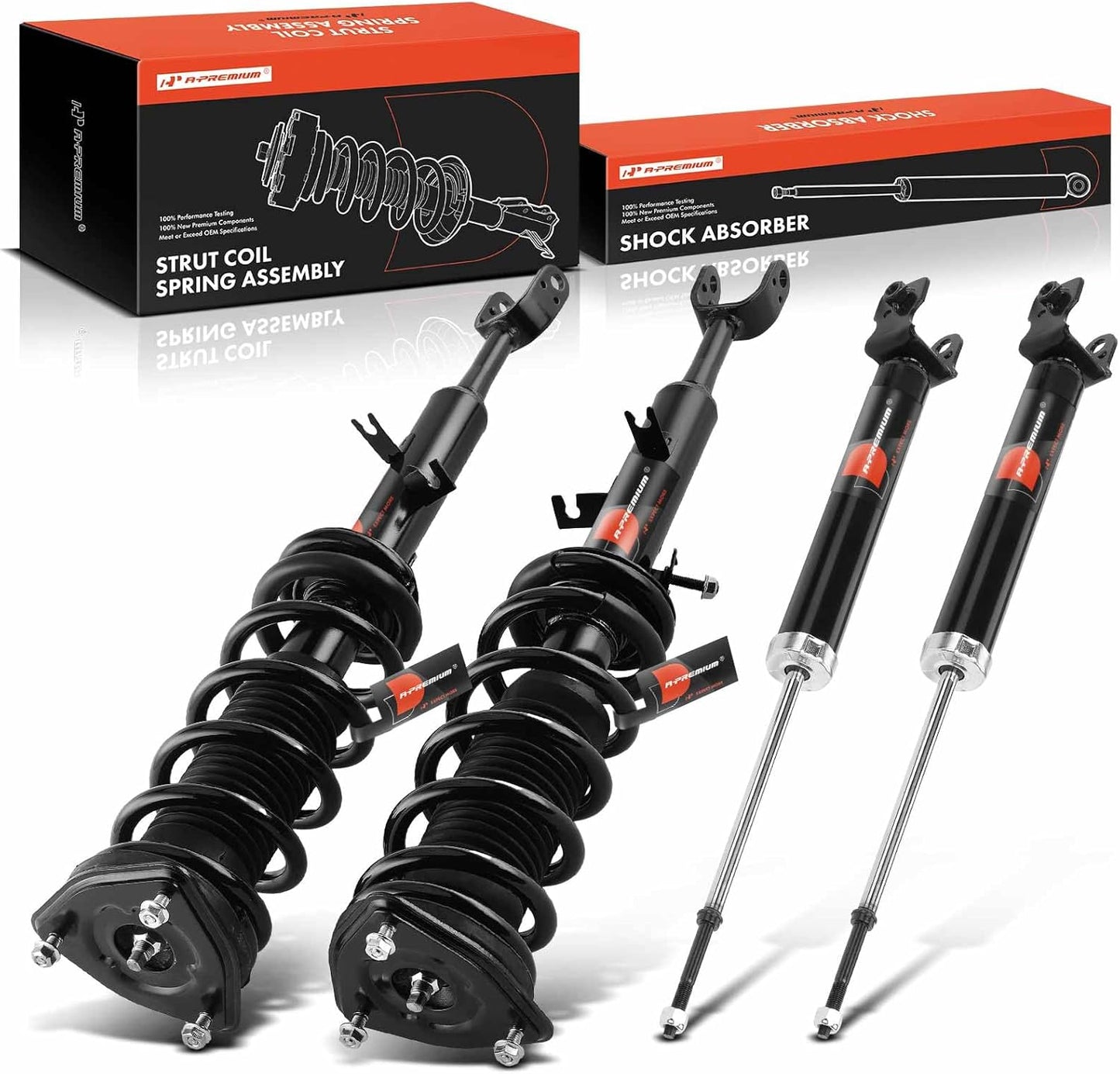A-Premium Front and Rear Shock Complete Strut & Coil Spring Assembly Compatible with Infiniti G35 2003 2004 2005 2006 Coupe, without Sport Suspension, 4-PC Set