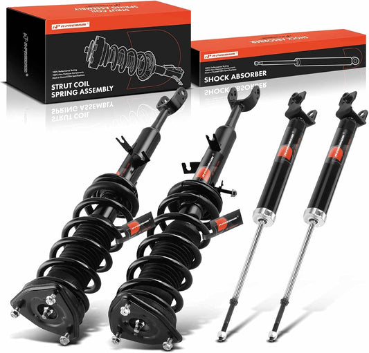 A-Premium Front and Rear Shock Complete Strut & Coil Spring Assembly Compatible with Infiniti G35 2003 2004 2005 2006 Coupe, without Sport Suspension, 4-PC Set