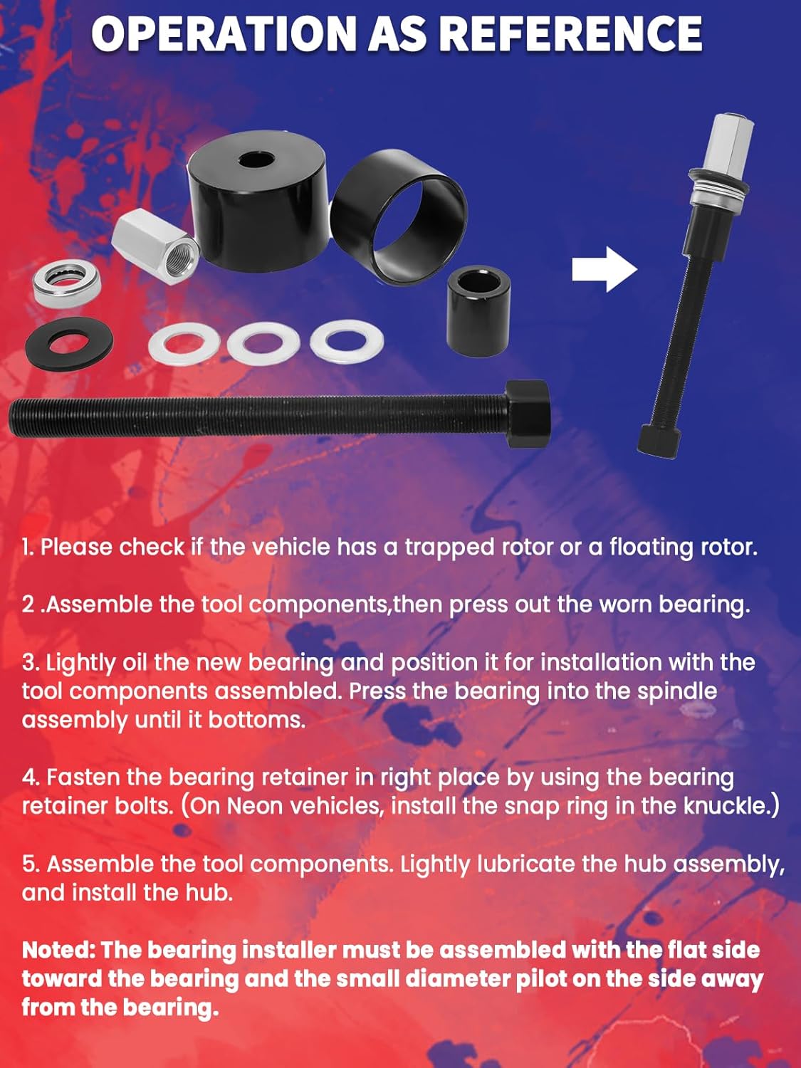Wheel Bearing Removal Kit 19PCS Front Wheel Drive Bearing Removal Installation Service Tool