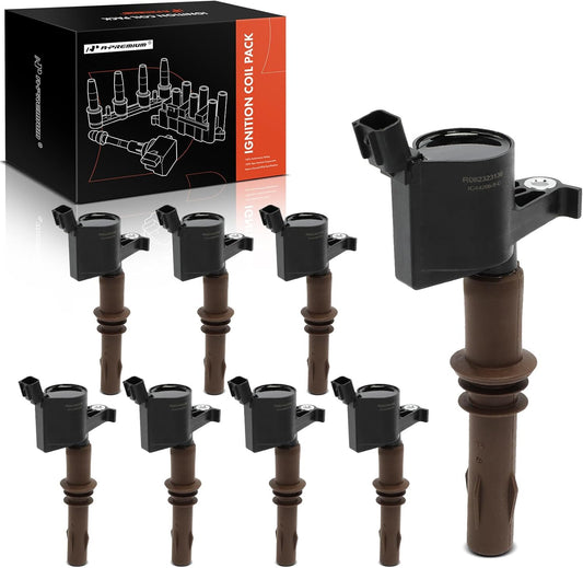 A-Premium 8PCS Ignition Coil Packs Compatible with Ford, Lincoln & Mercury Vehicles - V8 4.6L 5.4L 6.7L 7.3L - Expedition 2008-2014, Explorer 2008-2010, F-Series 2008-2019, Navigator 2008-2014
