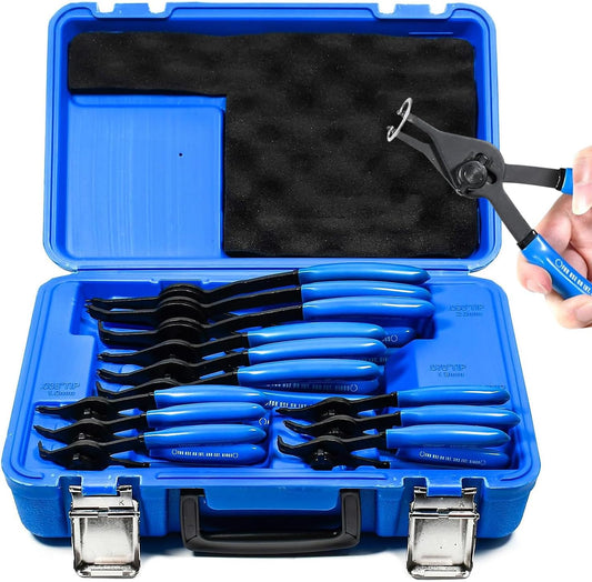 12 Pcs Snap Ring Pliers Set, Heavy Duty Fixed Tip Combination Internal External Versatile Retaining Snap Ring Pliers for 0.038in 0.047in 0.070in 0.090in