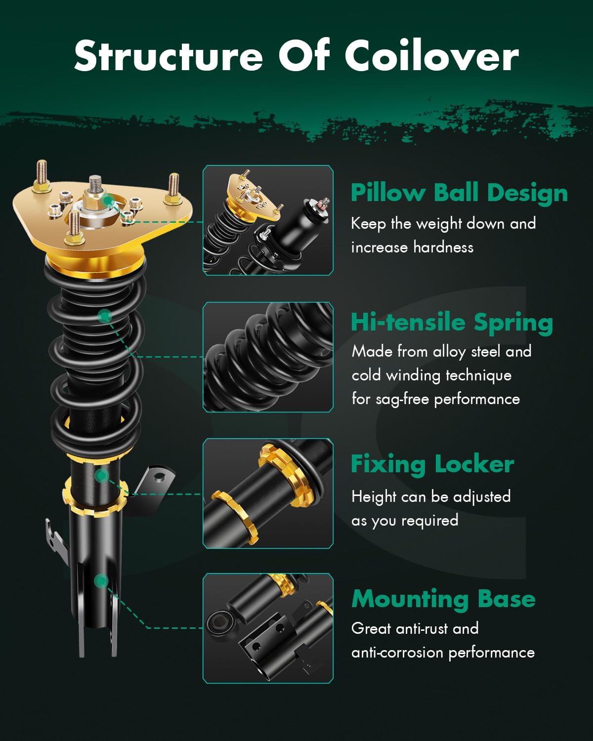 Coilover Suspensions Shock Struts Kits Assembly SCITOO Full Set Shocks Struts Kits fit for 2009-2017 for Toyota Corolla /2009 for Toyota Matrix