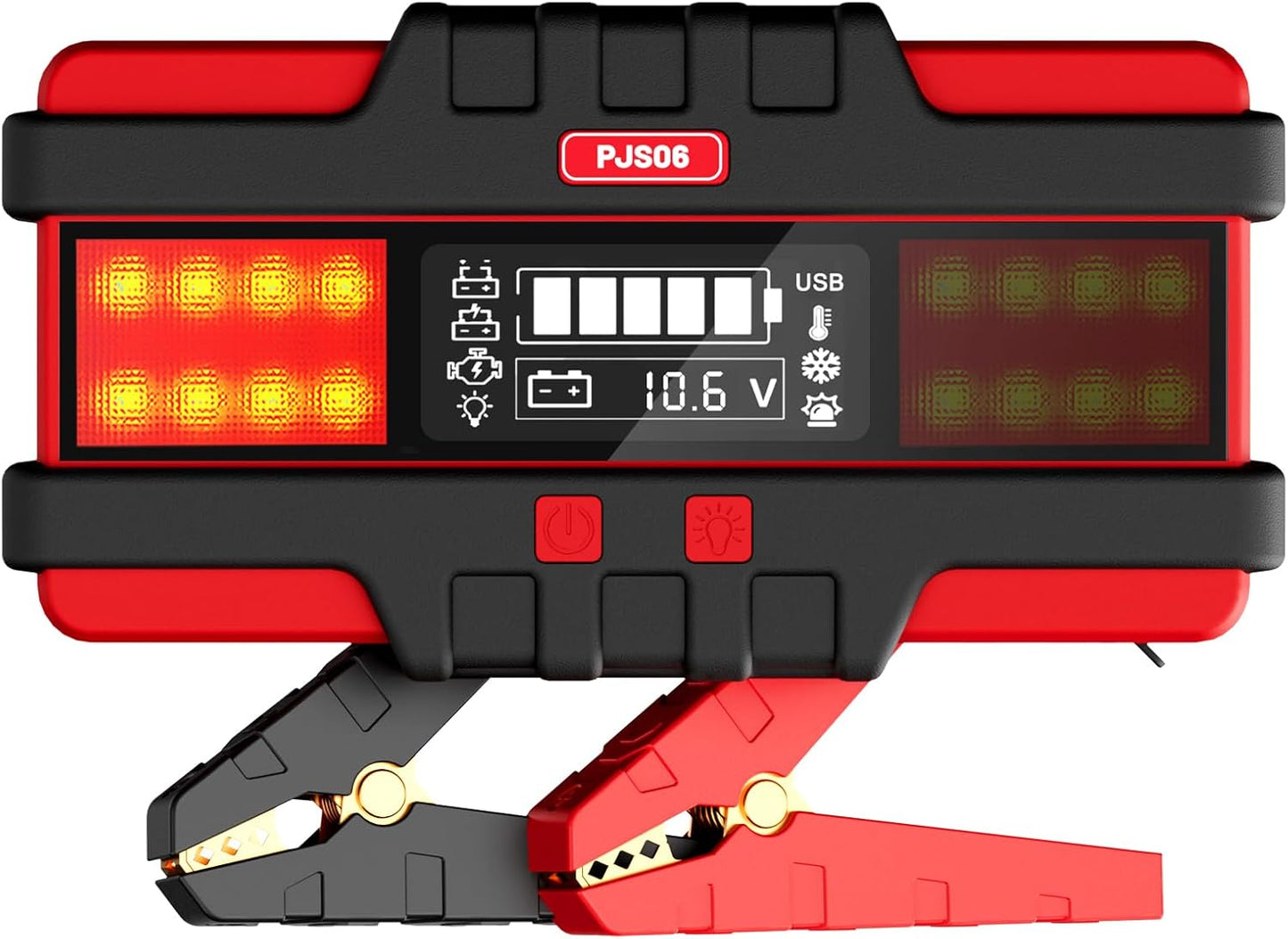 6000A Car Jump Starter (All Gas & 12L Diesel), 74Wh Portable Power Bank with 40W Fast Charge, Smart LCD Display, Red Warning Light