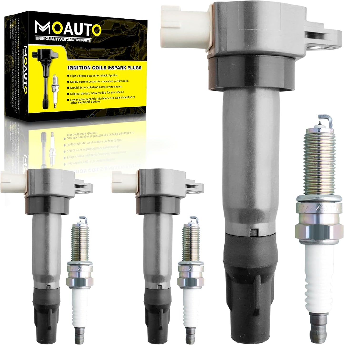 Set of 3 Ignition Coils Pack UF681 1321580003 & 3 PCS Iridium Spark Plugs Compatible with 2005-2015 Smart Fortwo 1.0L 0.8L Electric