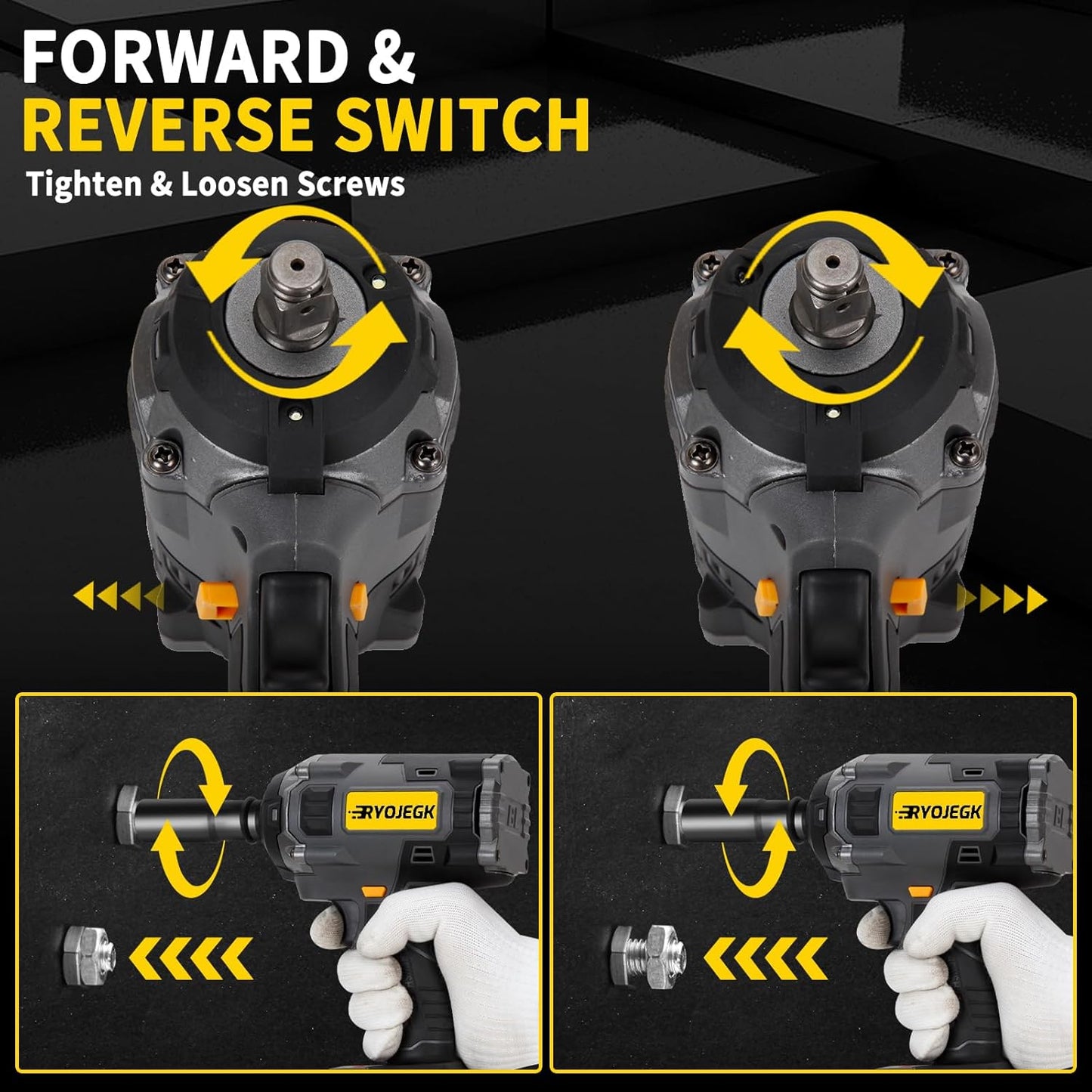 1250N.m Cordless Impact Wrench Set,922FT-lbs Brushless 1/2 Impact Gun with 2 x 4.0Ah Battery,Llave de Impacto Has 3 Speed Controls & Lighting,Pistola De Impacto for Truck Mower Tire Lug Nuts