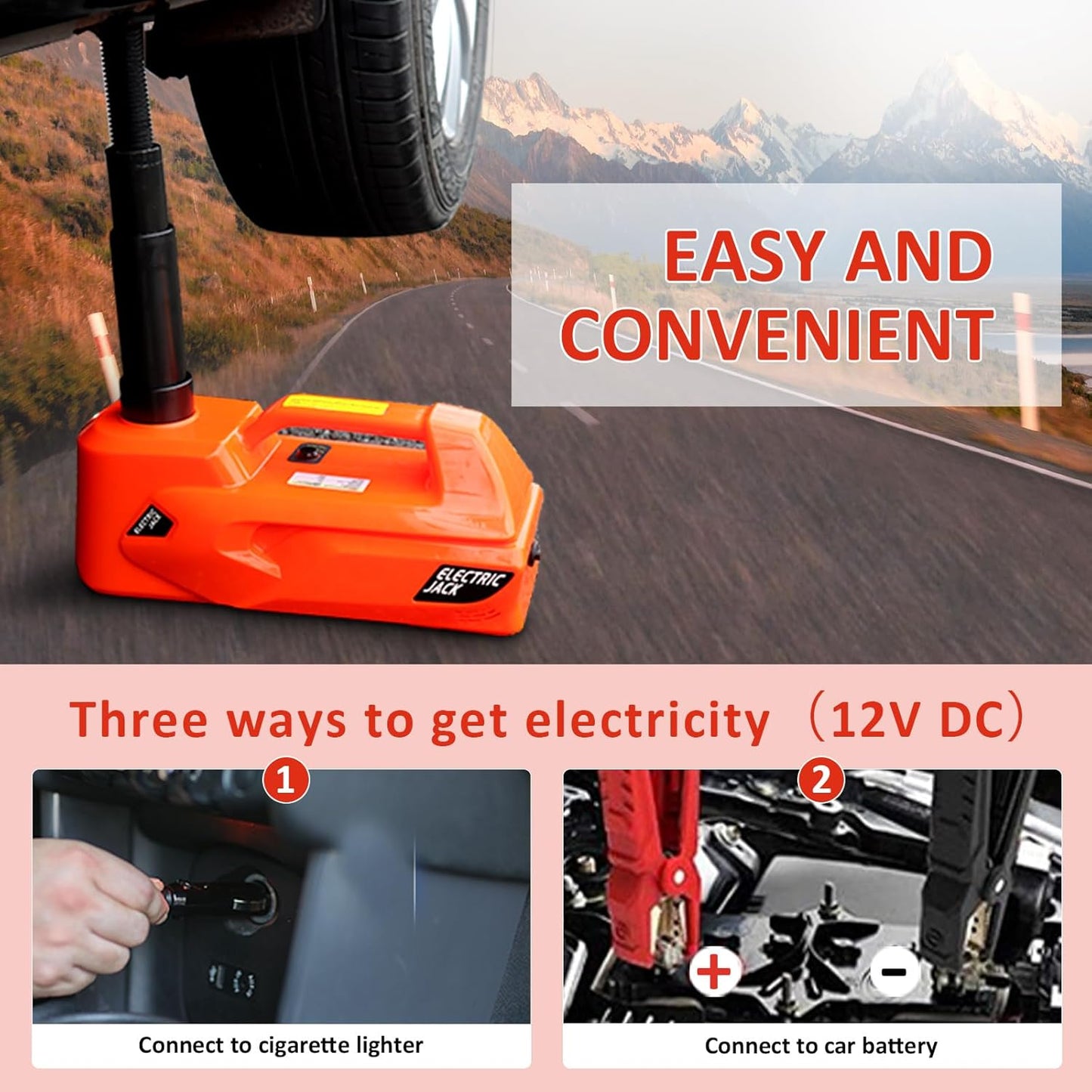 ZAISHANG Electric Car Jack 5Ton 12V Hydraulic Car Jack Lift (Lifting Range: 6.1~17.7 inch) Built-in Safety Hammer, and LED Light for SUV MPV Sedan Truck Change Tires Garage Repair