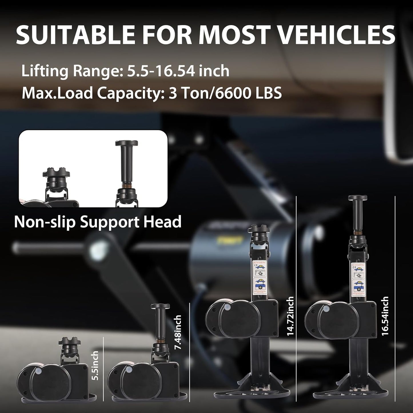 TYAYT Electric Car Jack 3 Ton 12V Scissor Jack for Car Sedan and SUV Portable Electric Jack for Tire Replacement