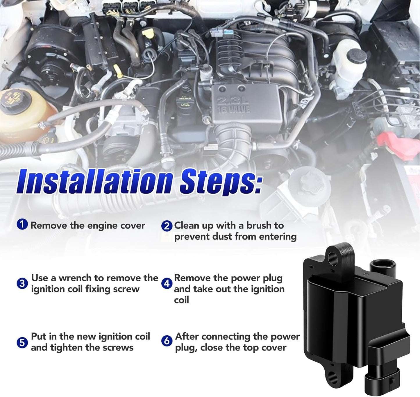 Set of 8 Square Ignition Coil Pack for Chevy Silverado Avalanche Suburban Tahoe Express GMC Sierra Yukon 1500 2500 Escalade 2000 2001 2002 2003 2004 2005 2006 2007 4.8 5.3 6.0 Coils UF271 D581