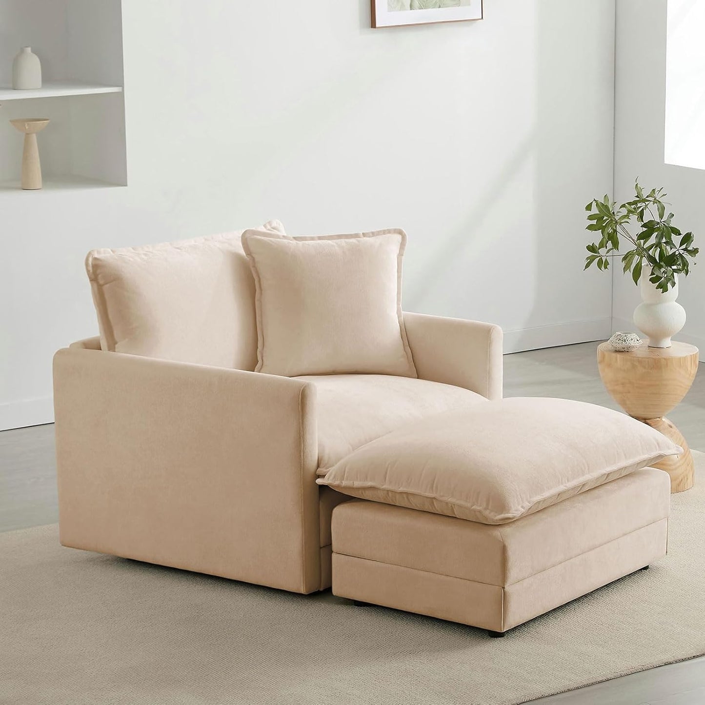 Chenille Oversized Accent Chair - 39”W Big Comfy Reading Chair, Modular Cloud Chair, Cozy Armchair for Living Room, Bedroom, Kids Room, Family Room, Reading Nook, Sage Green