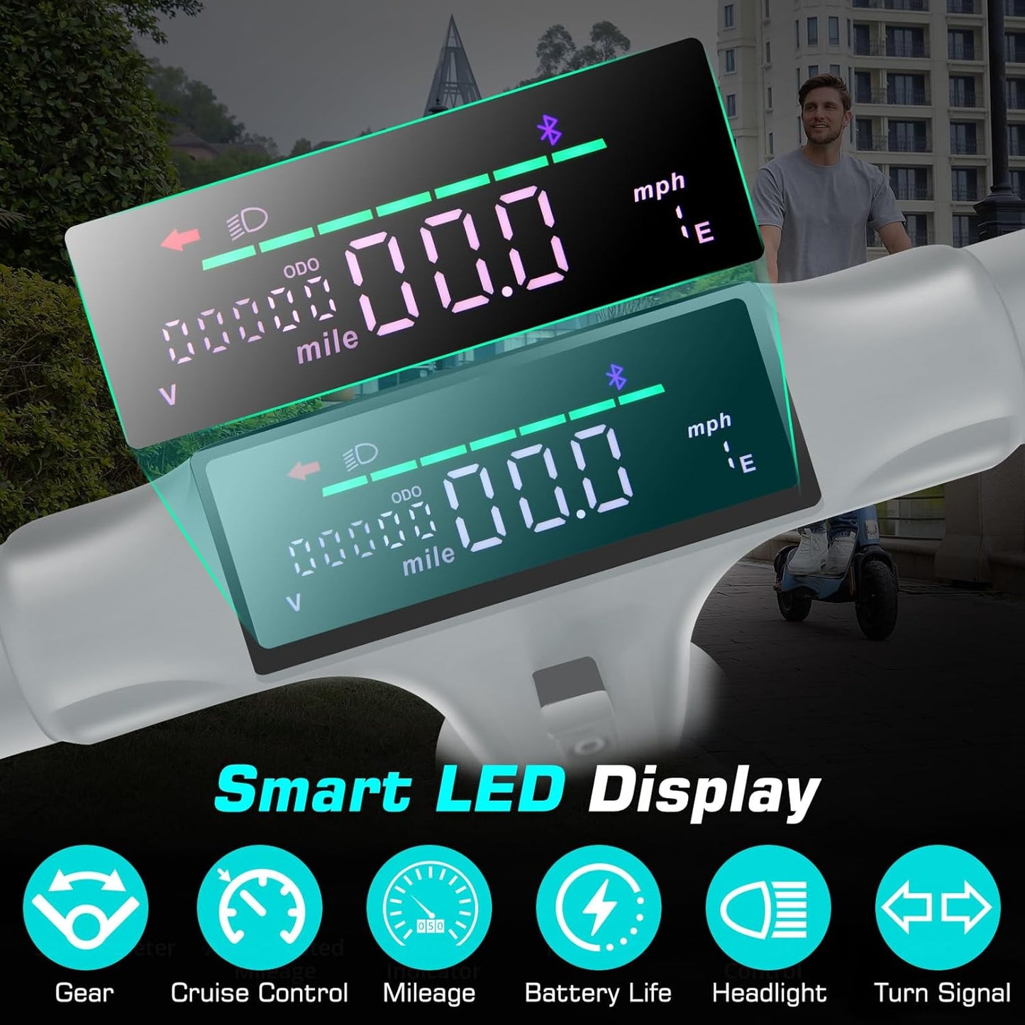 Caroma Electric Scooter Adults, 850W Motor, Max 36 Mph & 30-37 Miles Long Range, 10 Inch Run-Flat Tires, Folding E-Scooter with Dual Motor and Dual Brakes, Smart Control