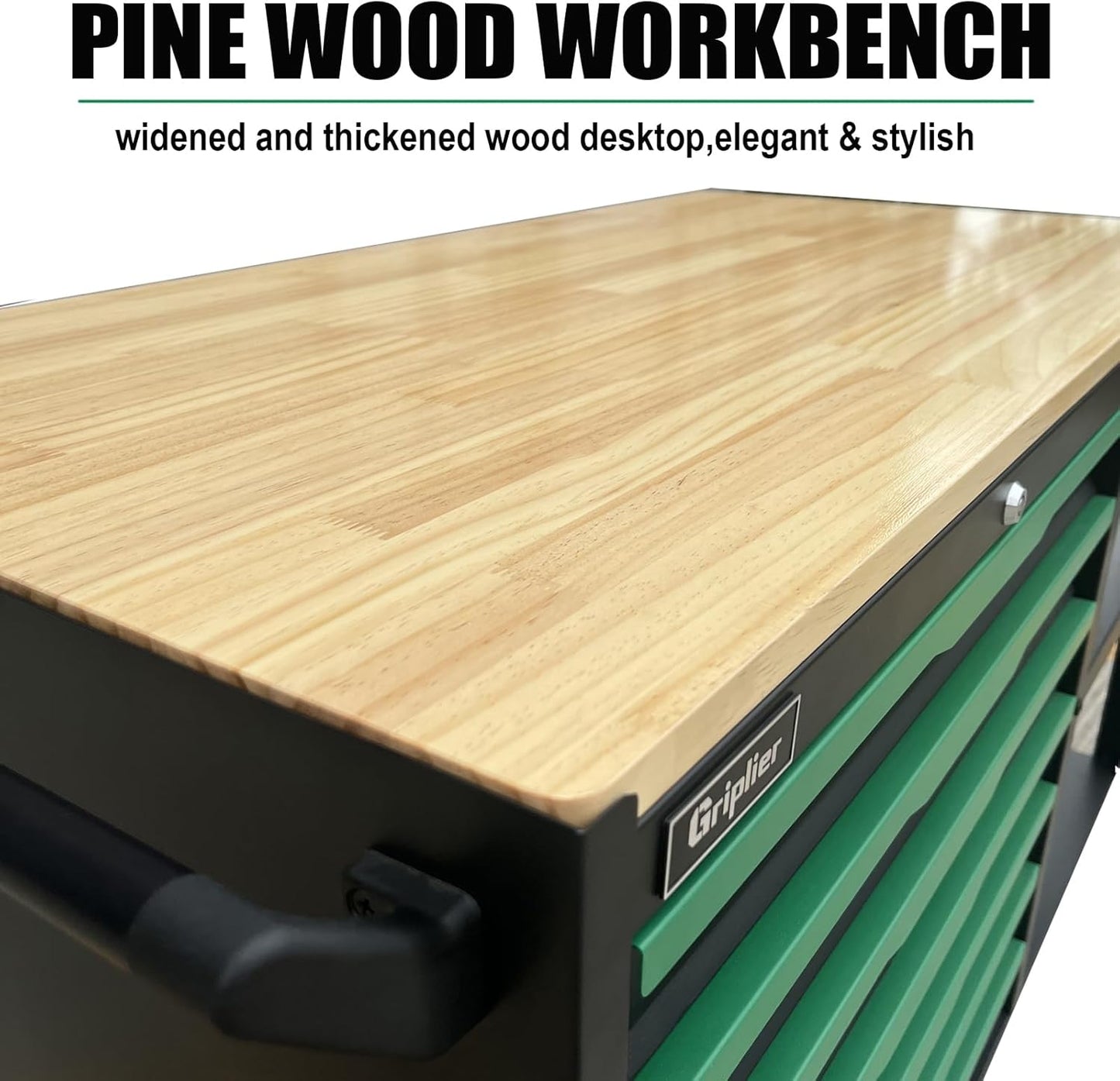14-Drawers Rolling Tool Chest with Wood Workbench,Brake Casters,Lock & Key,Heavy-Duty Steel Tool Cabinet Storage, for Home,Garbge or Workshop Use (14 Drawer + 348 Pieces Tools)