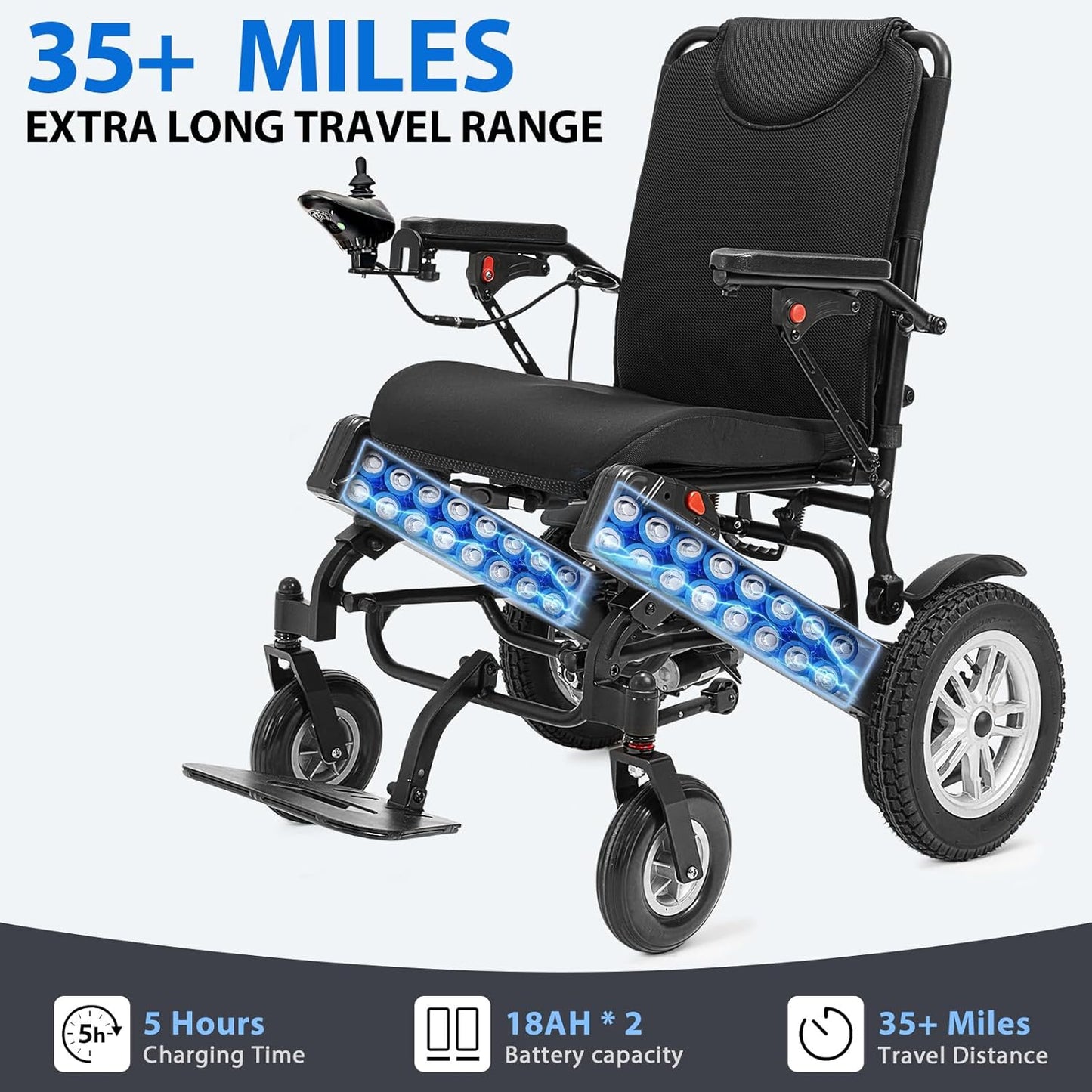 36+ Miles Automatic Folding Electric Wheelchair for Adults and Seniors,36Ah Foldable Motorized Wheelchair with 600W Motors, Lightweight Power Wheelchair for Travel and Daily Use (2025 New