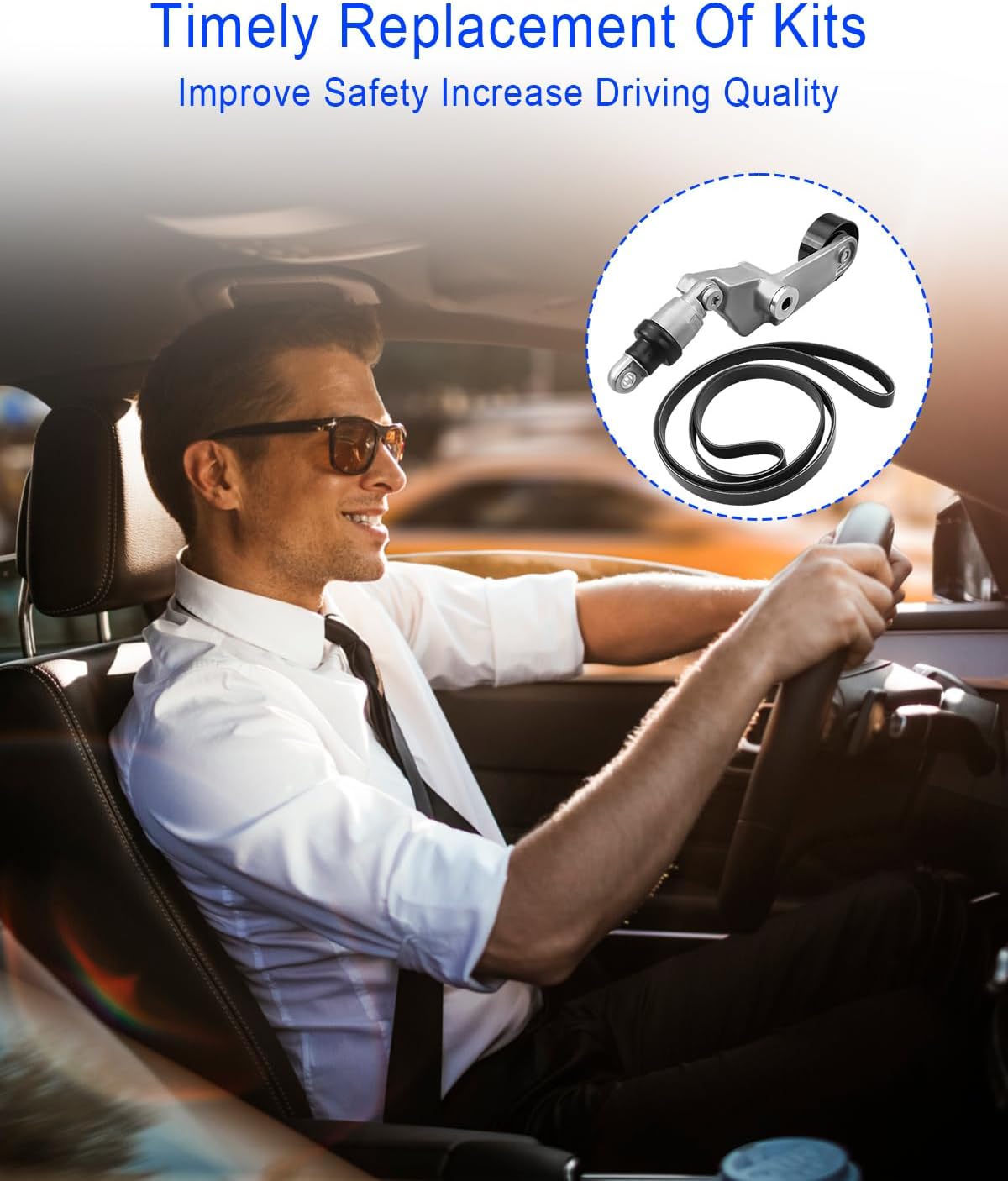 Serpentine Drive Belt Tensioner Kit Fit for Chevy Prizm Toyota Celica Corolla Matrix L4 1.8L 1998-2008, Belt Tensioner and Drive Belt Assembly Replace 38286 6PK1880 49346 89356 6PK1880 K060739