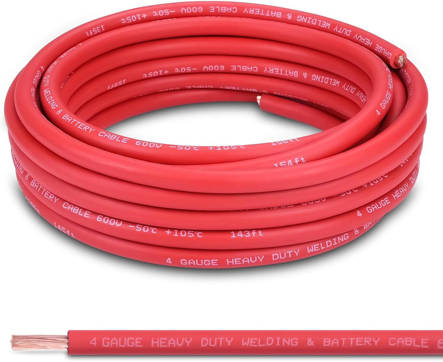 2 Gauge Battery Cable, 10FT Red + 10FT Black 2 AWG Pure Copper Wire Welding Cable, for Automotive, Battery, Solar and Generator, Standard USA OFC Wire