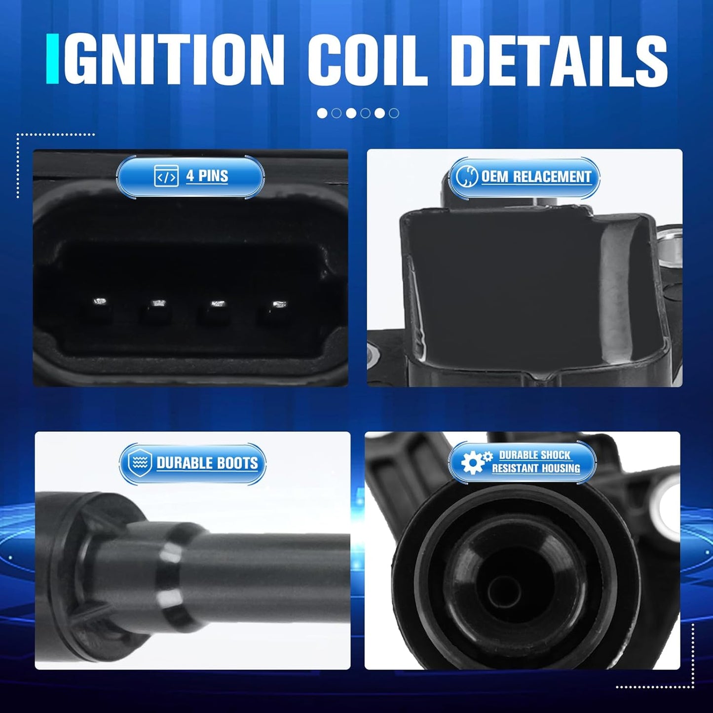 Set of 4 Ignition Coil Compatible with 2013-2016 Escape 2014-2016 Fiesta 2013-2014 Fusion 2014-2016 Transit Connect Replacement for UF674 1832313 26024066 C1830