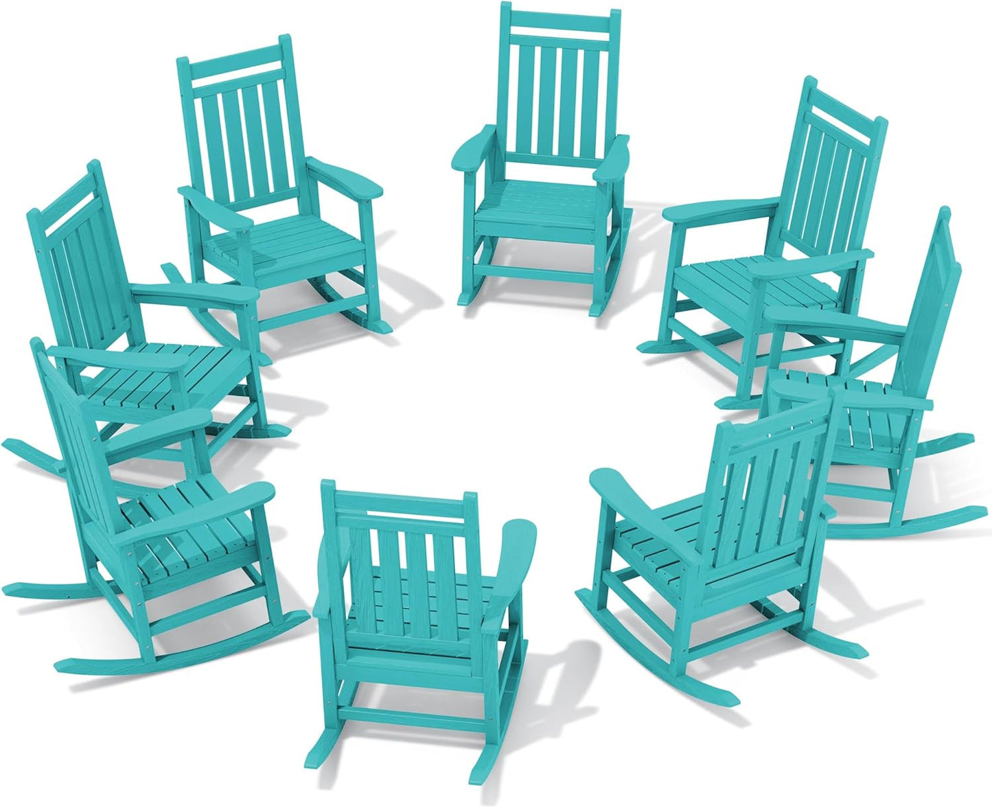 SERWALL Oversized Outdoor Rocking Chair Set of 4, HDPE Rocker for Adults, Patio Rocking Chairs for Porch, Black