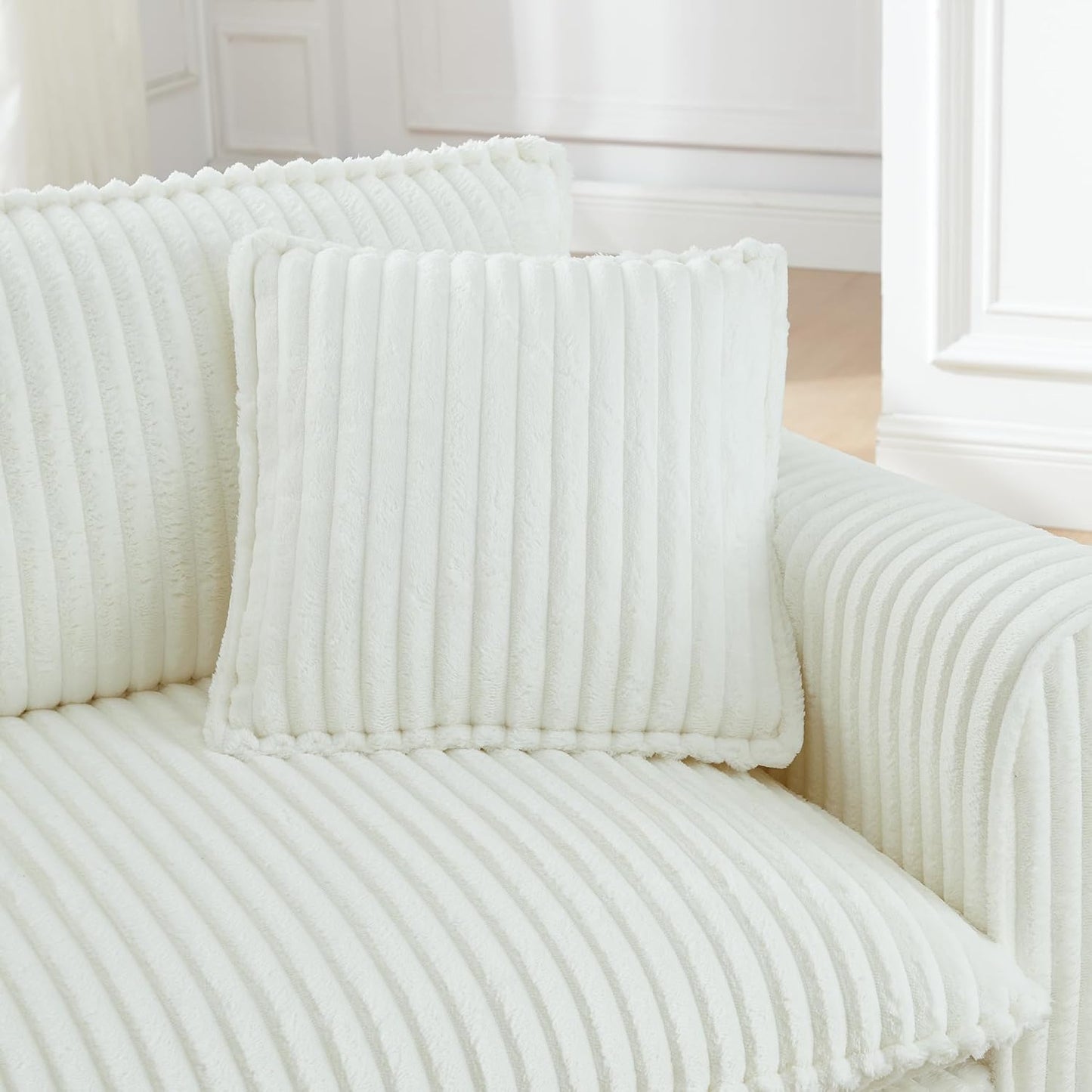 Comfortable Lazy Sofa Chair - Oversized Accent Chair with Ottoman, Beige Living Room Accent Chair for Bedroom, Pottery barn Inspired Design