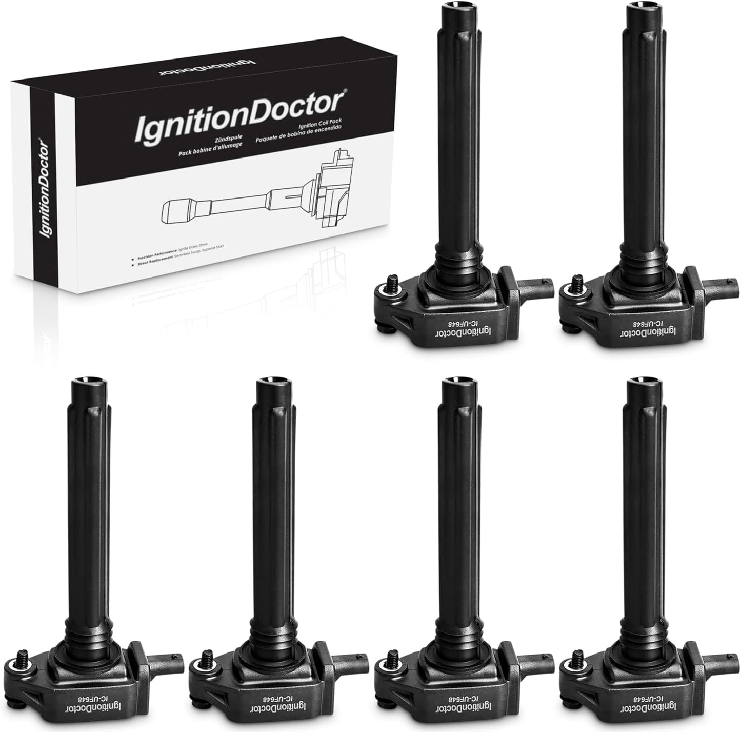 Set of 6 Iridium Spark Plug Ignition Coil Compatible with Avenger Grand Caravan Dodge Journey Jeep Wrangler Chrysler 200 300 Town & Country RAM 1500 2500 3500 Durango 3.6L V6 UF648 9407