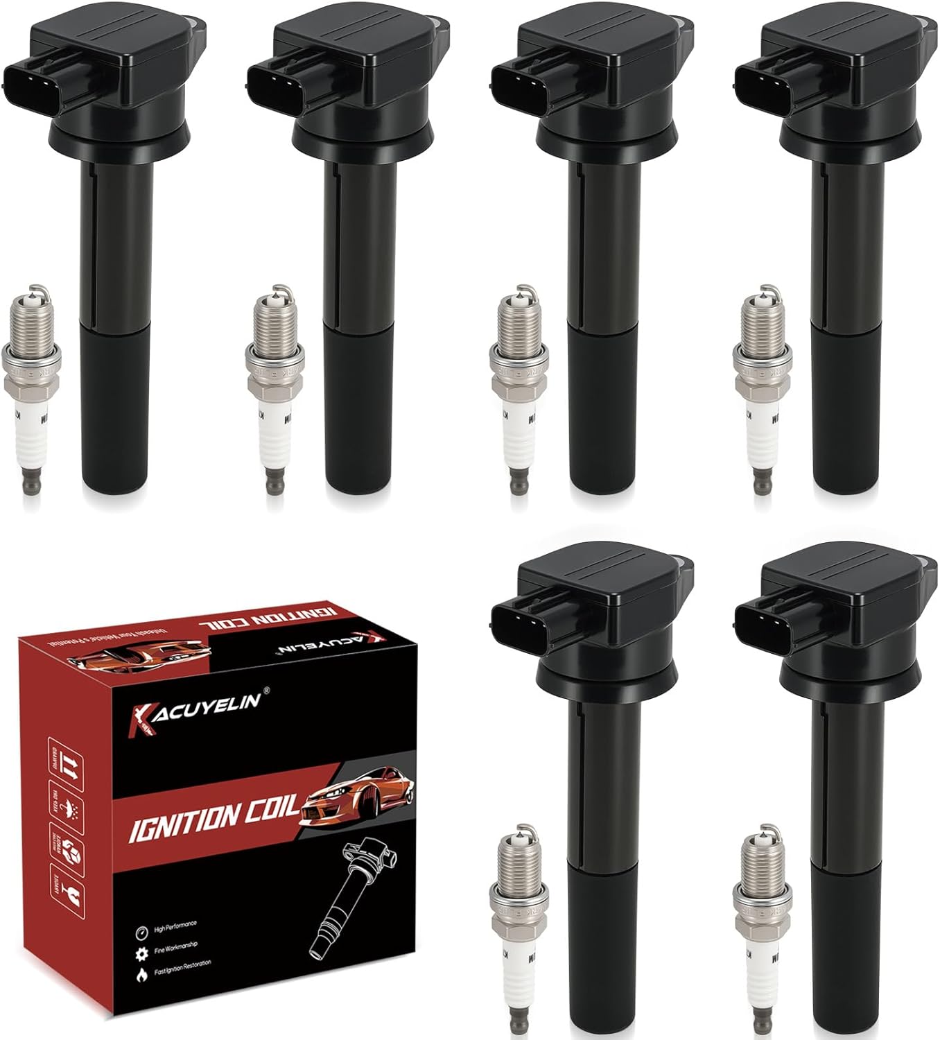 UF481 Ignition Coil Pack and Iridium Spark Plugs Set of 6 Compatible with Mitsubishi Endeavor 2004-2008, Galant 2004-2007 3.8L V6,Replace#,19005287,1832A070,MN187373