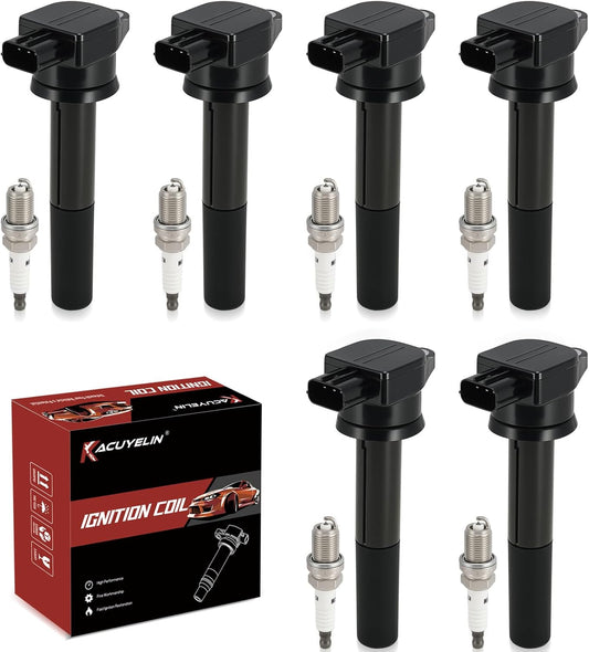 UF481 Ignition Coil Pack and Iridium Spark Plugs Set of 6 Compatible with Mitsubishi Endeavor 2004-2008, Galant 2004-2007 3.8L V6,Replace#,19005287,1832A070,MN187373