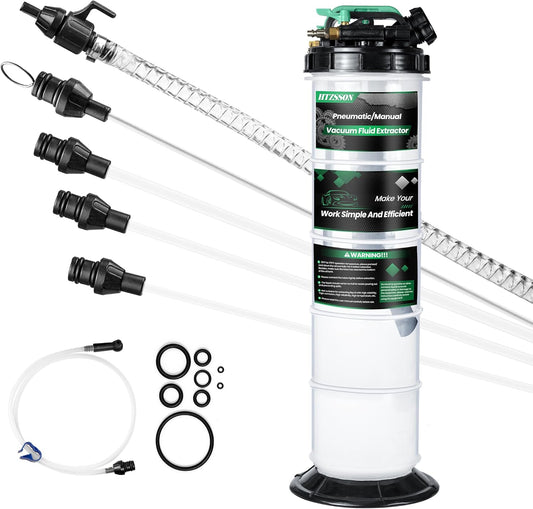9.5 L/2.5 Gallon Oil Extractor Pump Pneumatic/Manual, Fluid Extractor Oil Change Pump Extractor with 5 Tubes and A Brake Bleeding Hose for Automotive, Boats