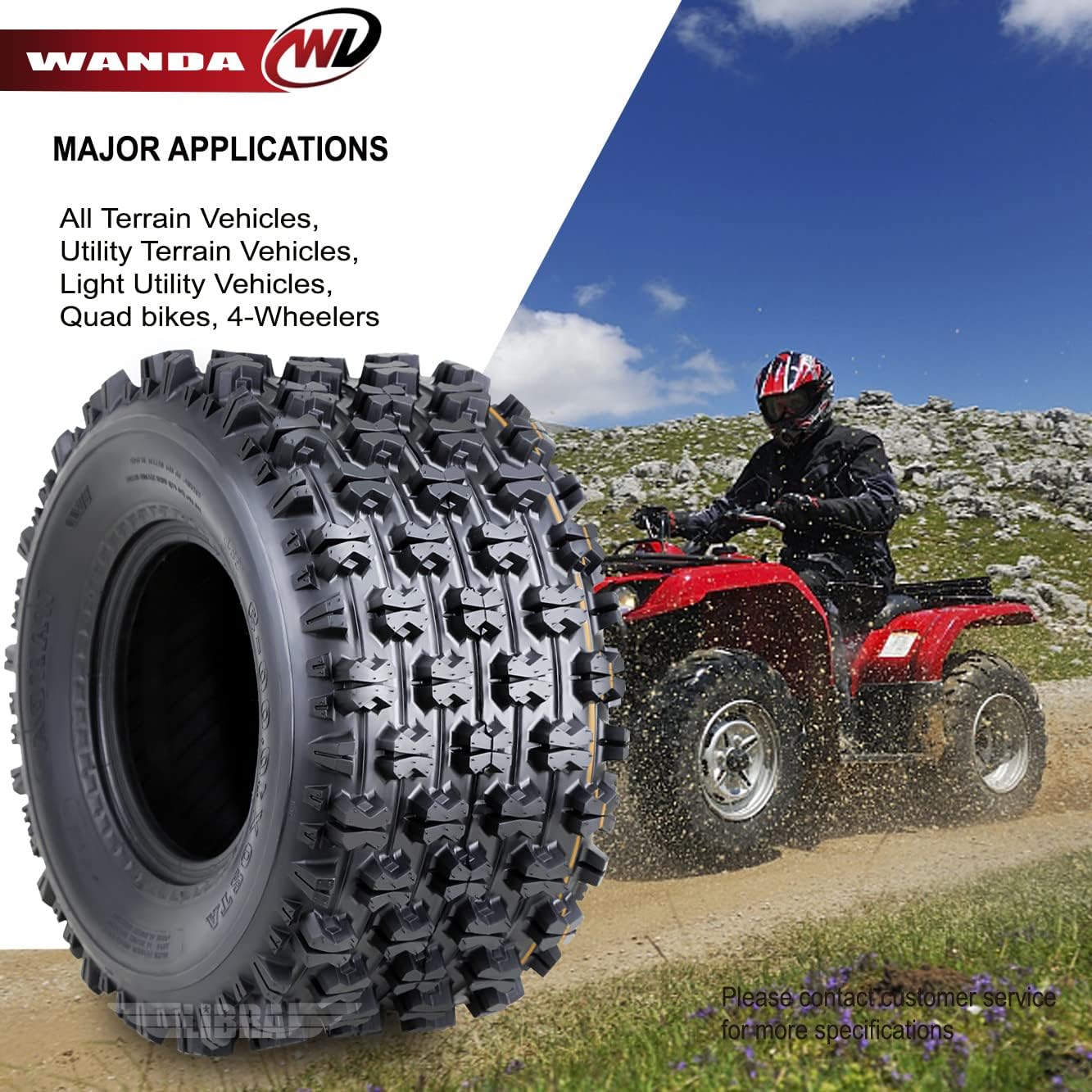 WANDA Set 4 GNCC Racing Tires 21x7-10 & 20x10-9 fit for Yamaha Raptor 350 660 700