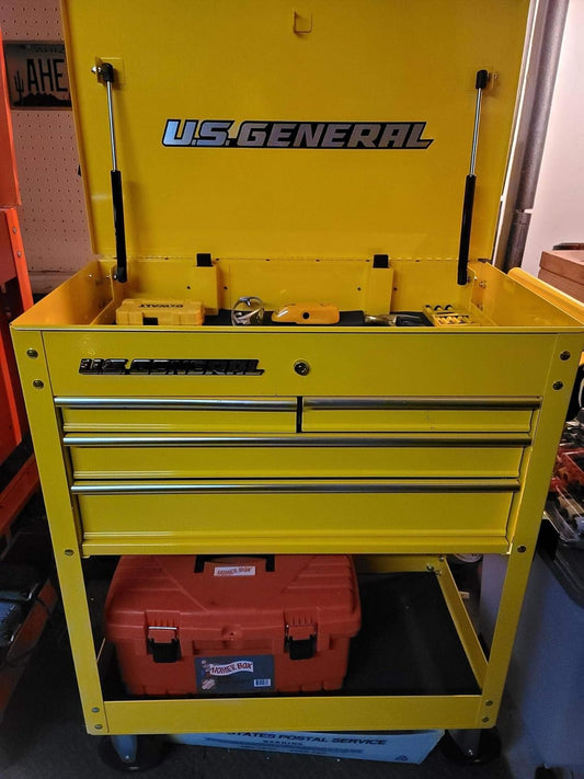 Roller Cart Tool Cabinet Storage Chest Box Glossy 4 Drawer 580 Lb. Capacity - Yellow