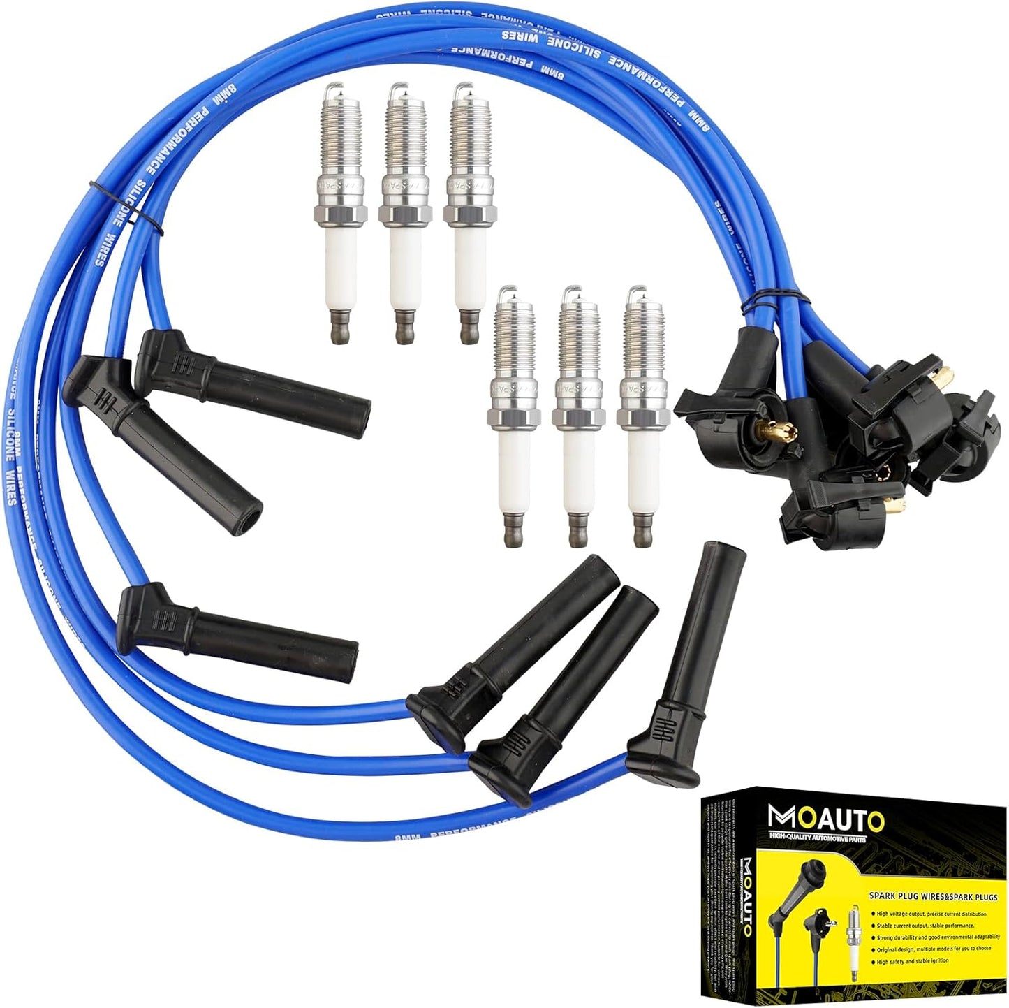 Set of 4 PCS Iridium Spark Plugs with Wire Set 32702-P0A-A00 8028 RC-HE73 671-4179 Compatible with Honda Accord Civic Acura Odyssey CL Isuzu Oasis - L4 2.3L 2.2L 1.6L