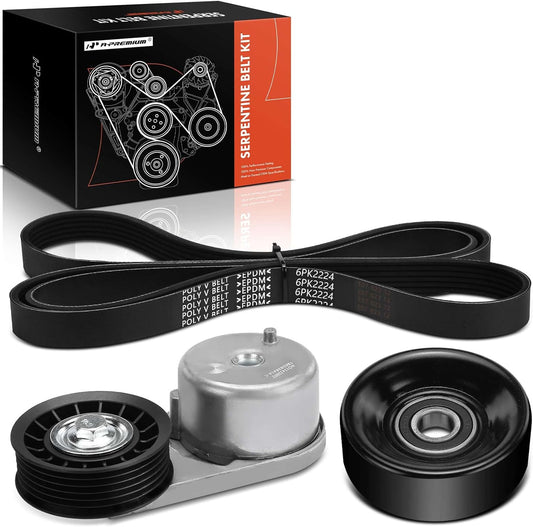A-Premium Engine Serpentine Belt Drive Kit with Tensioner & Idler Pulley Compatible with Ford Mustang 2005-2010, V6 4.0L