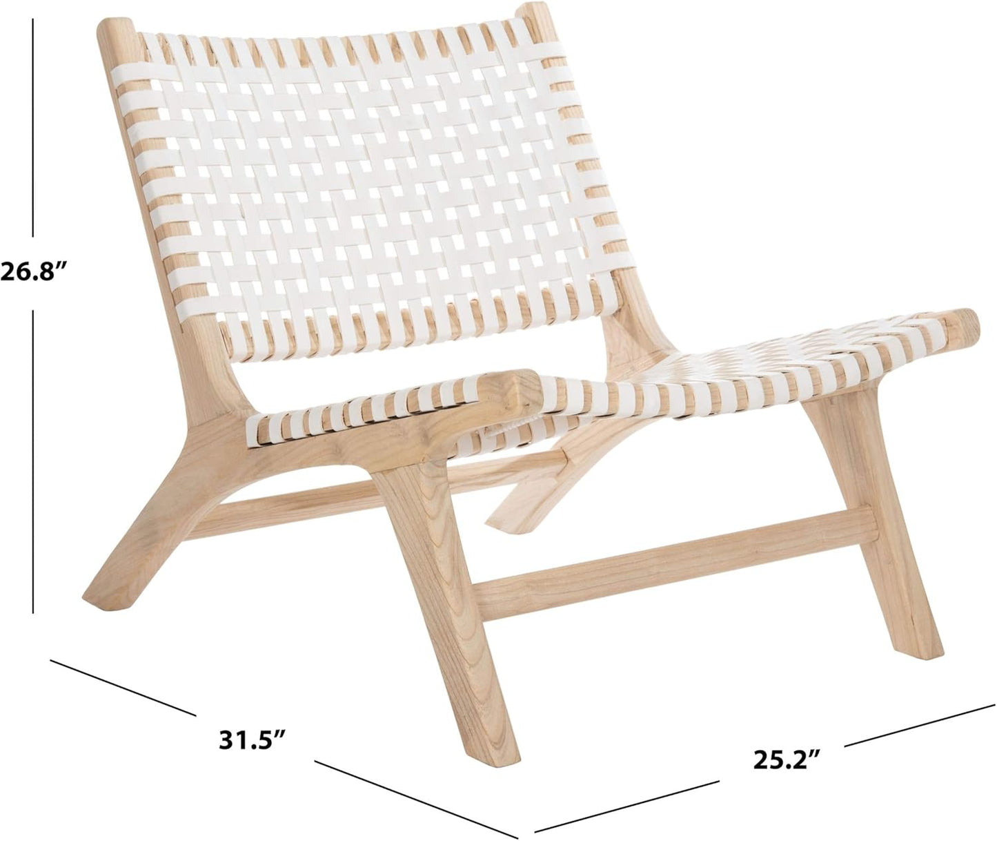 Safavieh Home Luna Natural and White Leather Woven Accent Chair