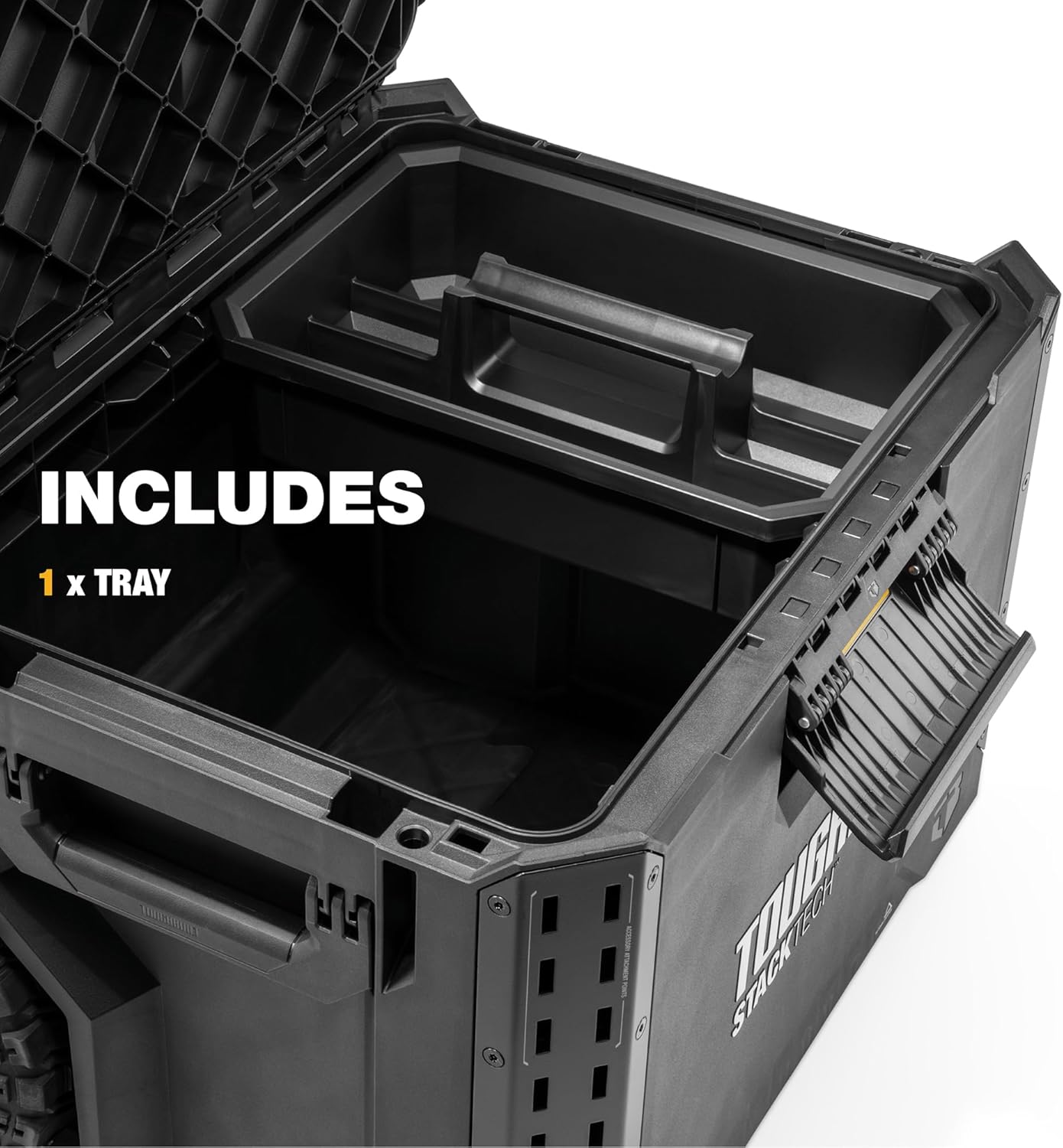 ToughBuilt StackTech Rolling Tool Box, Heavy-Duty Portable Tools Organizer, 250 lb Capacity - Stackable and Waterproof Toolbox Storage System with Lockable Lid and 9-Inch All-Terrain Wheels
