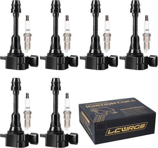 Set of 6 Ignition Coil Pack and Spark Plugs fits for Infiniti FX35 G35 M35 Nissan 350Z 2003 2004 2005 2006 2007 2008 3.5 V6 Replaces# UF401 4469