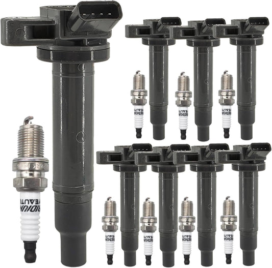 UF230 Ignition Coil Pack 9091902230 and Iridium Spark Plugs Set Of 8 Fit For Toyota Tundra 2000-2009,Sequoia 2001-2009,4Runner 2003-2008,Land Cruiser 1998-2007&Lexus 1998-2009 4.3L 4.7L 5.7L V8