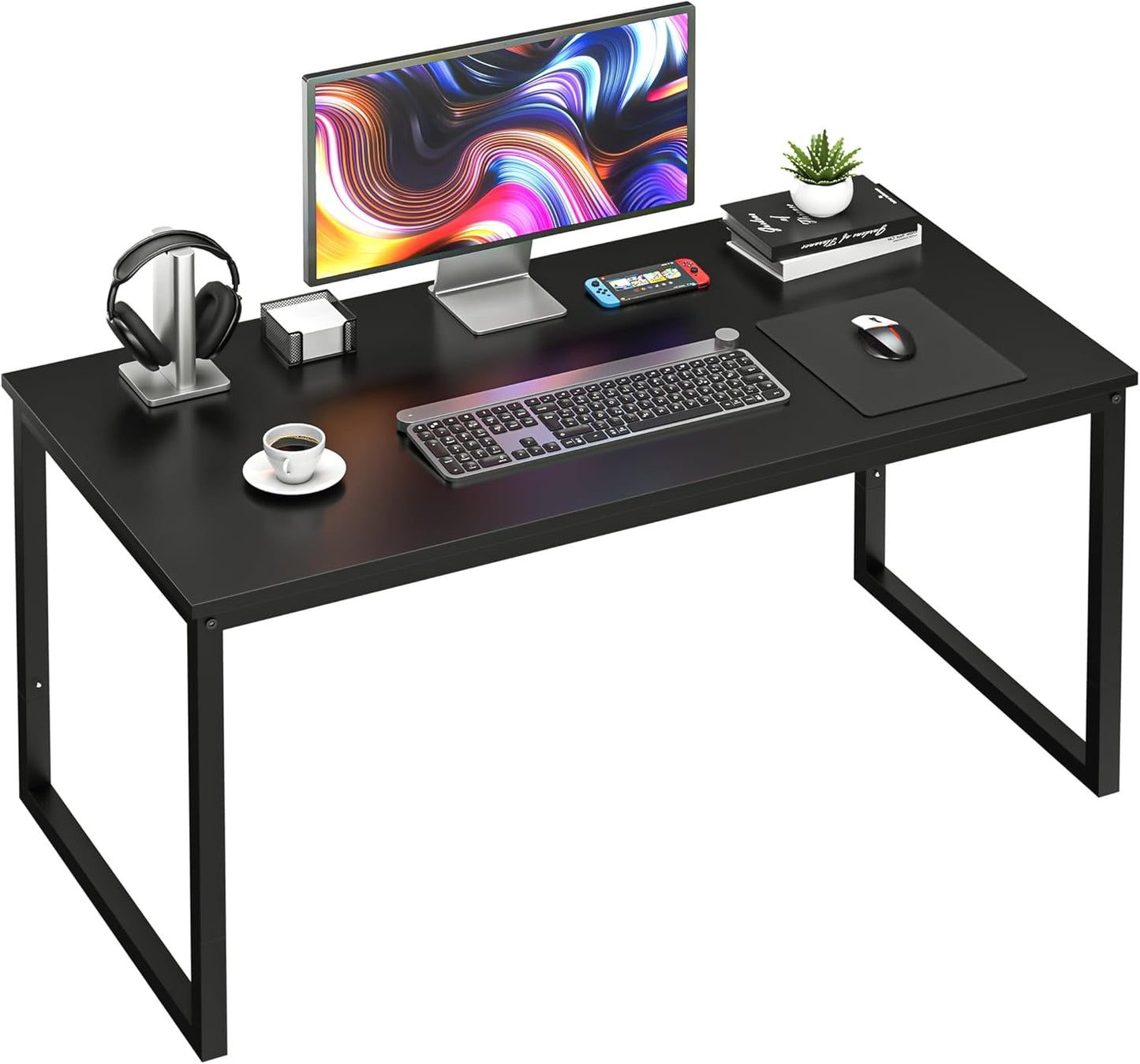ZenStyle Computer Desk 55" Large Office Desk Computer Table Laptop PC Simple Study Writing Desk for Home Office, Black