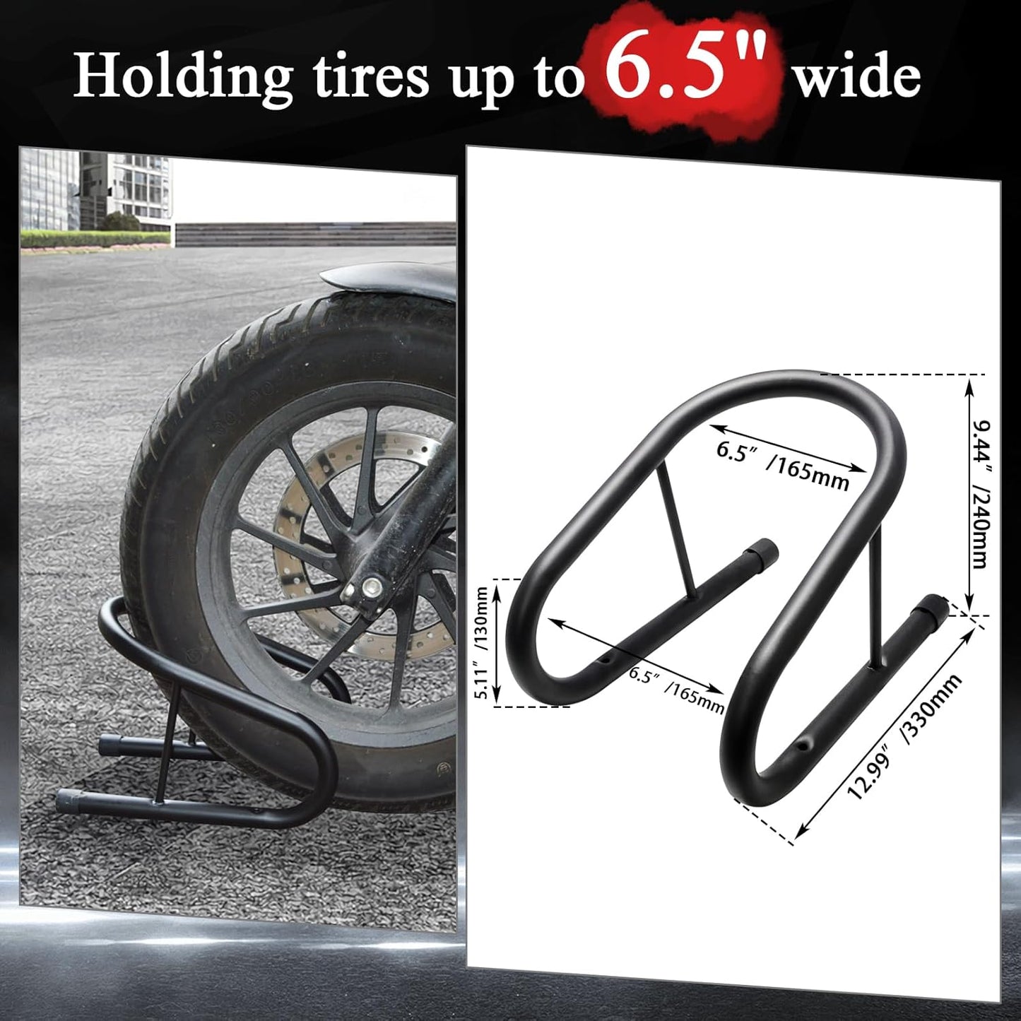WOWTK 6.5" Removable Dirt Bike Wheel Chock w/Mount Kit,6 1/2 in. wide Motorcycle Trailer Locking Wheel Chock Tire Holder,Pack of 2