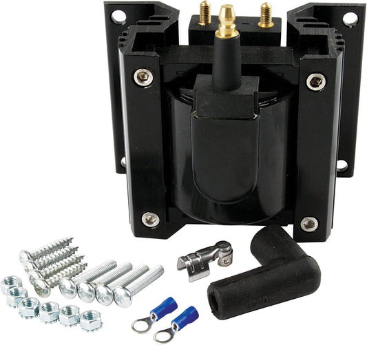 Allstar Performance Ignition Coil, CD, E-Core, 0.400 ohm, Male HEI, 40000V, 90 Degree Boot/Terminal Included, Black, Each