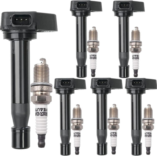 UF242 Ignition Coil Pack 30520-P8E-A01 and Iridium Spark Plugs 4503 Set of 6 Fit For Honda Accord 2000-2007 Odyssey 1999-2007 2008-2010 EX LX Pilot 2003-2008 Ridgeline 2006-2008 Acura MDX TL V6